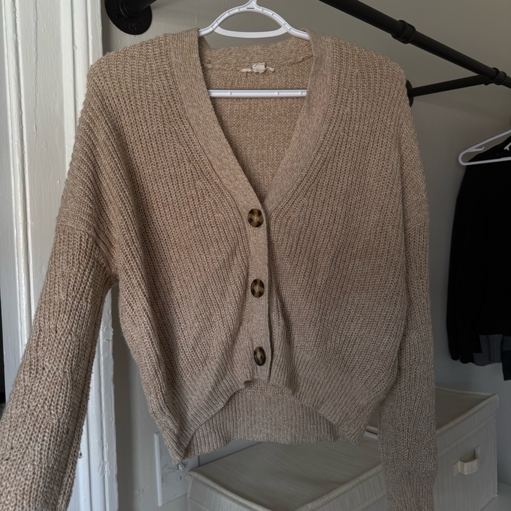 Garage Tan Button-Up Cardigan